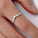 .925 Sterling Silver Wedding Ring CZ Round Cut Band Chevron Size 8 New w88