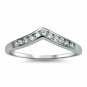 .925 Sterling Silver Wedding Ring CZ Round Cut Band Chevron Size 8 New w88