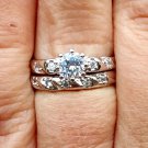 .925 Sterling Silver Wedding Set CZ Engagement Ring Bridal Ladies Size 8 New z50