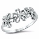 .925 Sterling Silver Ring Size 6 CZ Round Cut Rose Flower Knuckle Thumb New x18