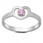 925 Sterling Silver Ring Kids Heart Baby Girls Midi Pink Ladies Size 1 New x42