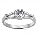 .925 Sterling Silver Ring size 1 Clear Baby Heart Toe Ring Kids New j08