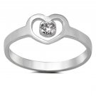 925 Sterling Silver Ring CZ Kids Heart Girls Ladies Midi Knuckle Size 5 New x43