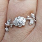 .925 Sterling Silver Ring CZ Midi Rose Size 7 Celtic Ladies Flower New r14
