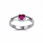 .925 Sterling Silver Ring Size 4 CZ Heart Cut Kids Ruby Midi Knuckle New b78