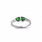 .925 Sterling Silver Ring size 4 CZ Kids Heart Midi Emerald Love Twin Ladies New