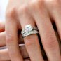 .925 Sterling Silver Wedding Set Ring CZ Princess Cut Engagement size 4-11 New