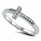 .925 Sterling Silver Ring CZ Round Cut Cross Christian Knuckle Size 12 New v92