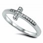 .925 Sterling Silver Ring CZ Round Cut Cross Christian Knuckle Size 12 New v92