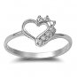 .925 Sterling Silver Ring size 8 CZ Round cut Heart Midi Knuckle Ladies New x34