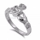 .925 Sterling Silver Wedding Ring Claddagh CZ Heart Engagement Size 6 New r77