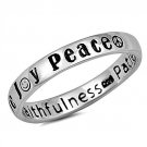 .925 Sterling Silver Ring size 6 Christian Love Joy Peace Midi Knuckle New j02