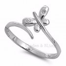 .925 Sterling Silver ring size 4 CZ Butterfly Kids Midi Wrap Knuckle New r80