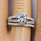 .925 Sterling Silver Wedding Ring  Set CZ Round Cut Engagement Size 7 New z39