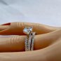.925 Sterling Silver Wedding Ring Set CZ Round Cut Engagement Size 7 New z39