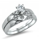 Sterling Silver Wedding set size 8 CZ Round cut Engagement Ring Bridal New z40