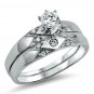 Sterling Silver Wedding set size 8 CZ Round cut Engagement Ring Bridal New z40