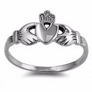 .925 Sterling Silver Claddagh ring size 12 Heart Irish Crown Hands Love New