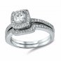.925 Sterling Silver Wedding Set Size 9 CZ Round Cut Engagement Ring New z24
