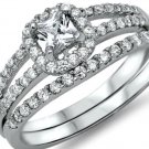 925 Sterling Silver Wedding Ring Set CZ Princess cut Engagement Size 7 New z3