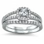 925 Sterling Silver Wedding Ring Set CZ Princess cut Engagement Size 7 New z3