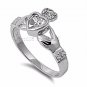.925 Sterling Silver Ring CZ Claddagh Midi Heart Bridal Size 6 Ladies New r77