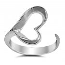 .925 Sterling Silver Ring size 8 Open Heart Thumb Midi Knuckle Ladies New p65