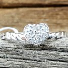 925 Sterling Silver Ring CZ HEART Midi Knuckle Kids Ladies Size 5 Bridal New r67