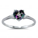 .925 Sterling Silver Ring size 12 CZ Heart cut rainbow Topaz Midi Ladies New x26