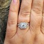 .925 Sterling Silver ring size 8 CZ Engagement Wedding Bridal Halo Ladies x66
