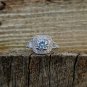 .925 Sterling Silver ring size 8 CZ Engagement Wedding Bridal Halo Ladies x66