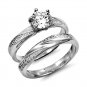 .925 Sterling Silver Wedding Ring set size 5 Engagement CZ Cubic Zirconia pw52