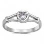 .925 Sterling Silver Ring size 3 Clear Baby Heart Toe Ring Kids New j08