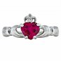 .925 Sterling Silver Ring Size 5 CZ Heart Claddagh Crown Ruby Ladies midi New
