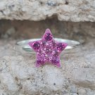 .925 Sterling Silver Ring size 3 Kids Star Midi Ladies Baby Pink Knuckle New