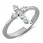 .925 Sterling Silver Ring size 5 CZ Cross Midi Ladies Christian Knuckle x70