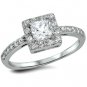 .925 Sterling Silver Ring size 10 CZ Engagement Wedding Princess Bridal New pr54