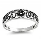 .925 Sterling Silver Ring size 6 Flower Midi Leaf Rose Kids Ladies New p05