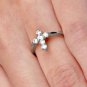 .925 Sterling Silver Ring size 7 CZ Cross Midi Ladies Christian Knuckle x70