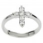 .925 Sterling Silver Ring size 7 CZ Cross Midi Ladies Christian Knuckle x70