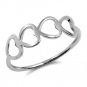 .925 Sterling Silver Ring size 8 Heart Midi Knuckle Hearts Ladies Thumb New q03