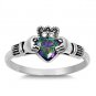 .925 Sterling Silver Claddagh ring CZ Heart Crown Mystic Topaz size 5-9 Midi New