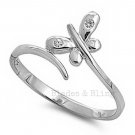925 Sterling Silver Ring CZ Butterfly Midi Knuckle Kids Wrap Size 5 New r80