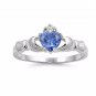 .925 Sterling Silver Claddagh Ring Size 11 CZ Heart Crown Tanzanite New r63