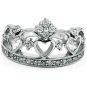925 Sterling Silver Ring CZ Princess Tiara Crown Engagement Heart size 5 v73