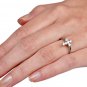 .925 Sterling Silver Ring size 6 CZ Cross Midi Ladies Christian Knuckle x70
