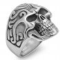 Mens ring size 9 Skull Biker Skeleton Fangs Motorcycle Huge Stainless Steel a32