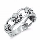 .925 Sterling Silver Ring Size 11 Fleur de Lis Band Lyse Lise Lilly Iris New p41