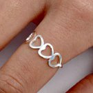 .925 Sterling Silver Ring size 9 Heart Midi Knuckle Hearts Ladies Thumb New q03