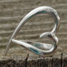.925 Sterling Silver Ring size 8 Heart Midi Knuckle Ladies Thumb Open New pp11